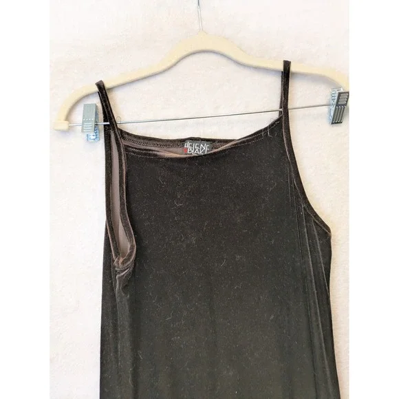 Helene Blake Women's Y2K Dark Brown Velvet Maxi Dress 90s Spaghetti Strap - Picture 2 of 8